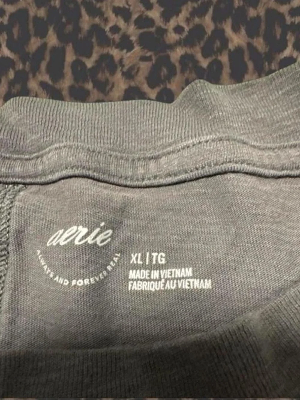 aerie Short-Sleeve Graphic Tee in Faded Charcoal with White Print